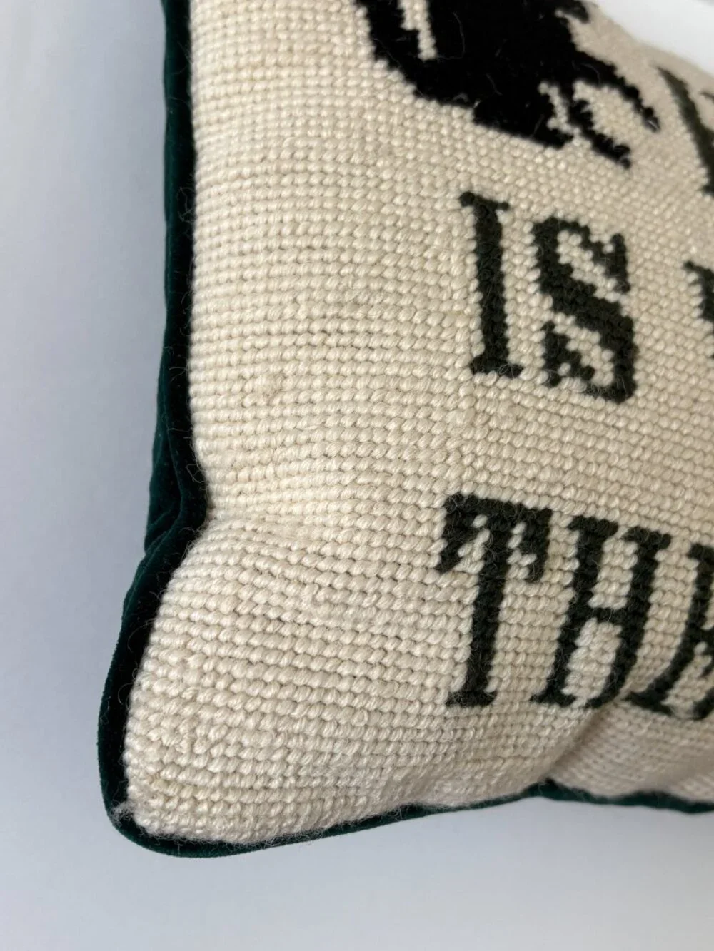 Black Cat Tapestry Pillow Home Is Where The Cat Is Needlepoint Decor Velvet Back